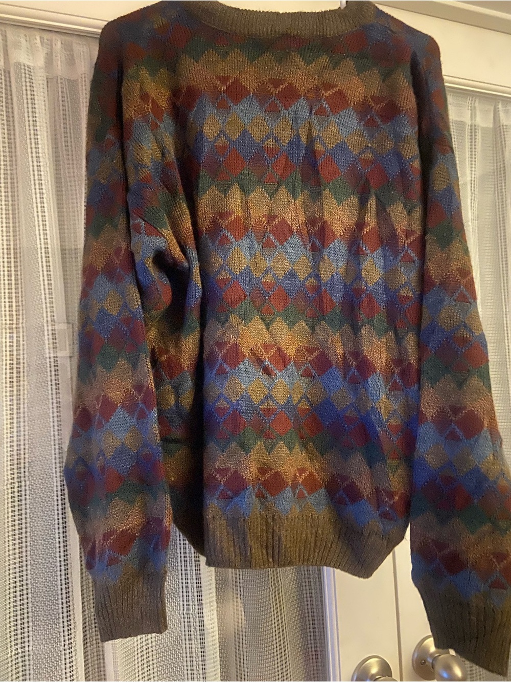 Van Heusen Multicolor Argyle Crewneck Sweater - Olive, Blue, Red, Gold, Green